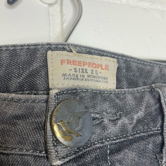 Free People Gray  Distressed Skinny Jeans Low Mid - Picture 9 of 11